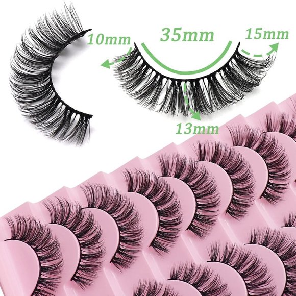 LASHES Fluffy & Wispy Faux Mink Eyelashes - Cat Eye-10Pairs-70A - Picture 4 of 6
